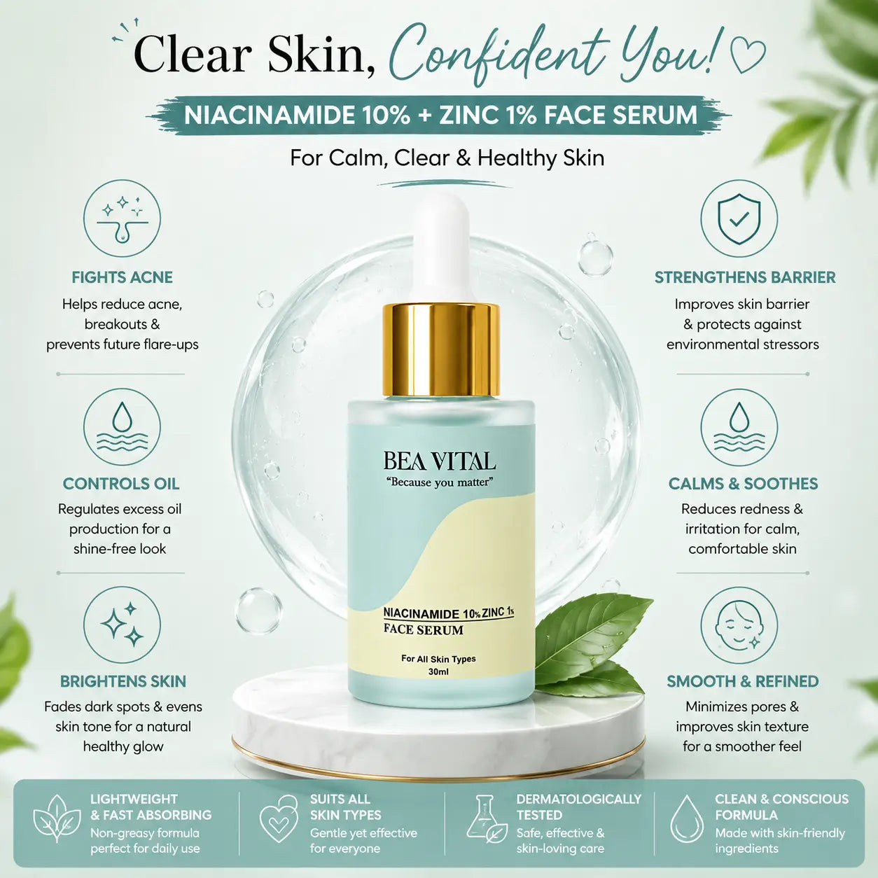 BeaVital Niacinamide 10% + Zinc 1% Serum