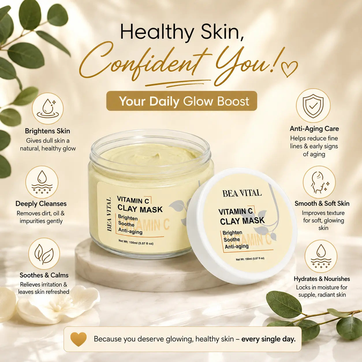 BeaVital Radiance+ Vitamin C Clay Mask | Brightening Face Mask