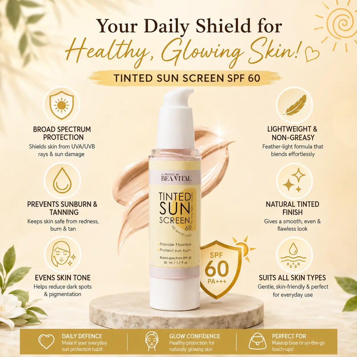Bea Vital Tinted Sunscreen | UV Protection & Natural Glow