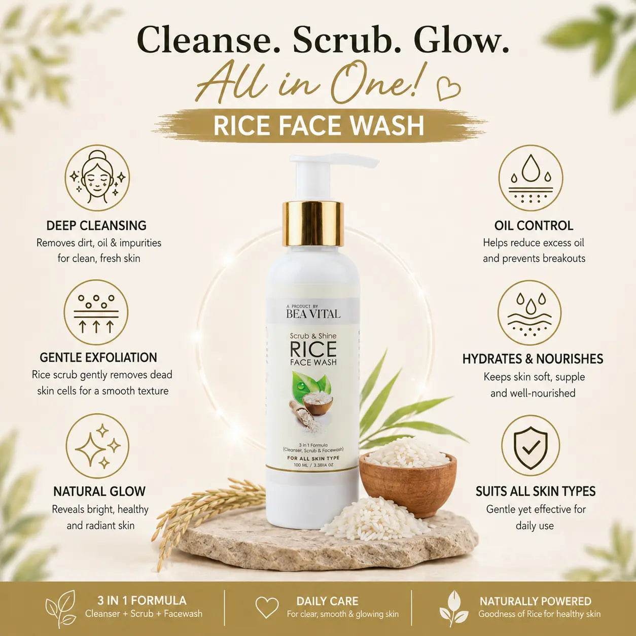Rice Face Wash | Brightening & Deep Cleansing Cleanser