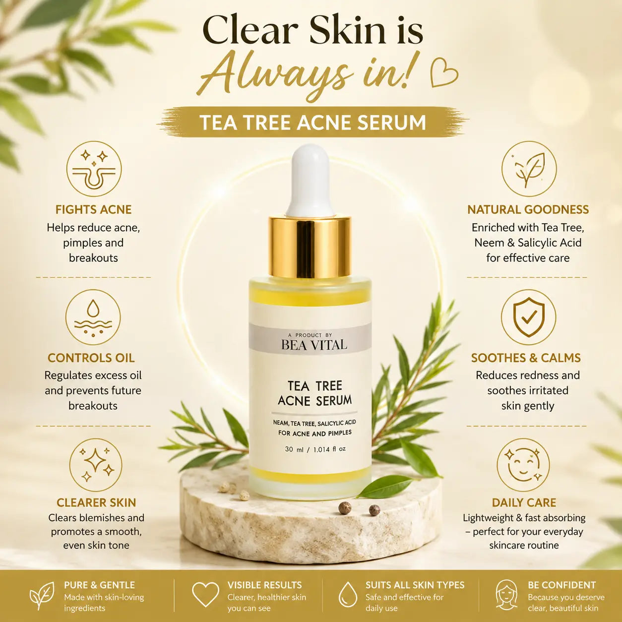 Tea Tree Acne Serum 30ml | Acne & Pimple Control Serum